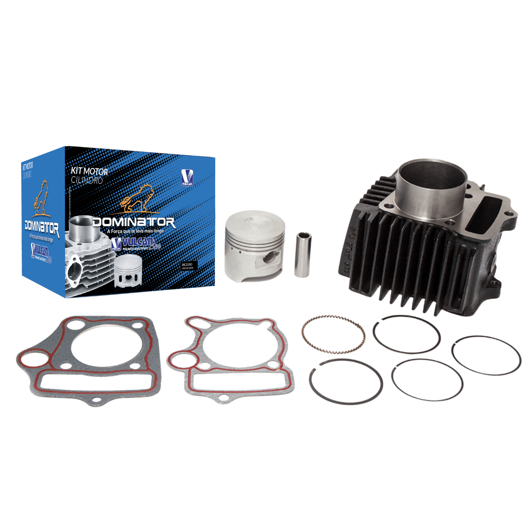 Kit cilindro do motor p/ moto honda biz 100 es 98/05 - pop 100 07/15 - c-100 dream 93/98 (preto em aço - compl. c/ kit "a" de juntas)